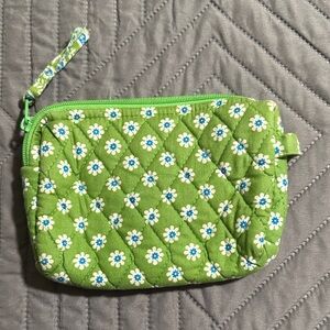 Green Quilted Floral Wristlet